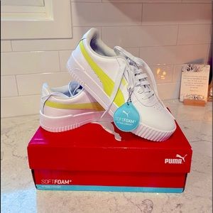 PUMA || Carina sneaker in white/sunny-lime